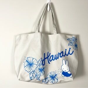 NWT Kira x Miffy Hibiscus Blue Large Tote Hawaii Exclusive Canvas Bag Collab